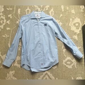 Thomas Dean Light Blue Gingham Shirt